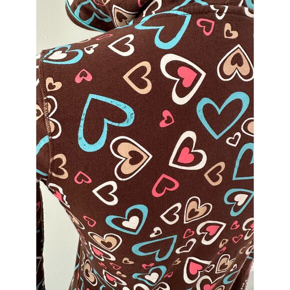 Vintage Y2k LA Kitty Brown Multi Heart Rhinestone Hoodie Jacket Top Girls 12/14 - Picture 5 of 7